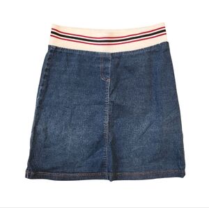 Denim Skirt with Striped Waistband